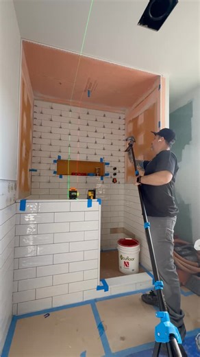 Jose Cabral on Instagram: "See how easy ceiling tile installation can be 😉 . #schlutersystems #giftedbyschluter #schluter #diy #bathroom Done for @timberline1"