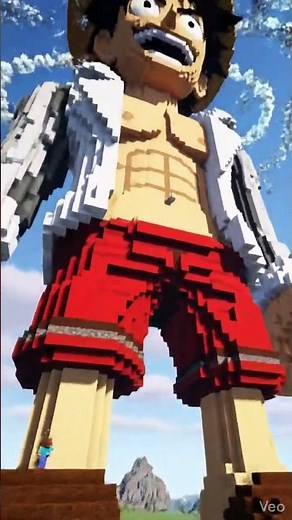 Building Gear 5 Luffy in Minecraft From Scratch 🤯 Giant Anime Statue #shorts #onepiece