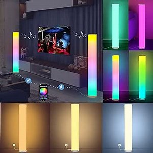 2 Pack Corner Floor Lamp, Color Changing LED Floor Lamp with Smart App and Button Control, High Brightness Dimmable, Music Sync for Living Room, Bedroom, Gaming Room Decoration