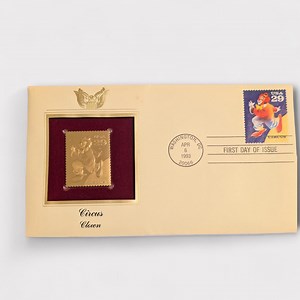1993 Vintage 22k Gold Replica Circus Clown Stamp - First Day of Issue Collectible - Etsy