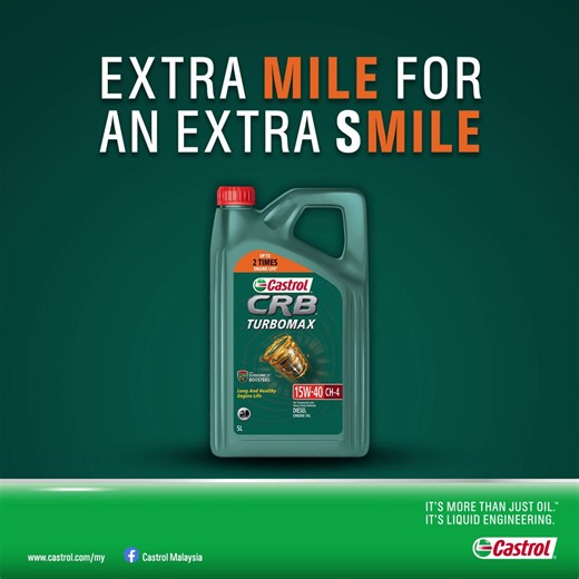 Powered with DuraShield Boosters™ that helps deliver better wear performance for up to 2X longer engine life. Getting ready to outperform in the toughest driving conditions with Castrol CRB TURBOMAX. Get yours today: Shopee: https://on.bp.com/3f4zgPG Lazada: https://on.bp.com/3f5r1Tr | Castrol