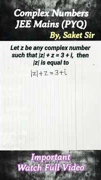 Complex Number |JEE Mains PYQ Solved |Class 11 |Saket Sir #shorts #shortsfeed #maths #complexnumbers