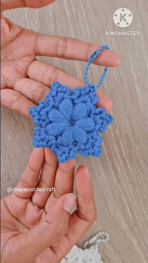 🌲 Crochet Puff Snowflake Christmas Ornament 👇Free pattern Tutorial on YouTube step by step #shorts