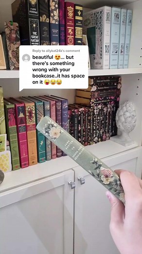Replying to @allykat24k it's getting close! Im having to go up and stack onto books and I'm not sure I'm a fan. Either way I'm definitely out of options unless I was to reshuffle everything... and I I really don't! 😂 #bookcase #bookshelf #bookshelforganization #booktok #books #bookshelforganization #emilypagelibrary #prettyclassics #classicbooks #prettybooks #janeaustenbooks #janeausten #senceandsenceability #rba #timelessclassics #cranfordcollection #chilternclassics #chilternedition