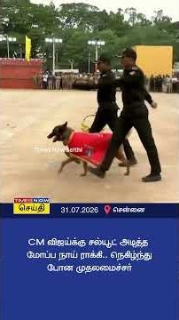 CM விஜய்க்கு சல்யூட் அடித்த மோப்ப நாய் ராக்கி.. நெகிழ்ந்து போன முதலமைச்சர் | CM Vijay | #shorts