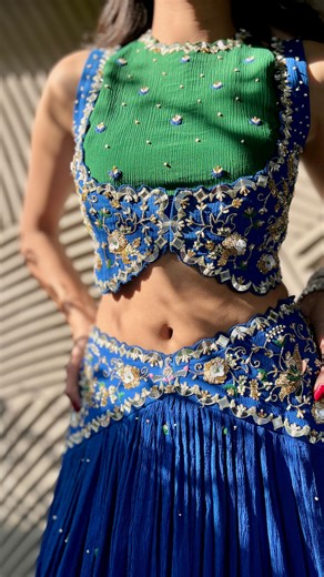 •MANISHA SONI COUTURE• on Instagram: "The modern bride era 💙💚 SHREE’26 ( The beginning of forever)✨ A collection inspired by your journey from a girl to bride LOOK 2 ~ LEELA Shop Now www.manishasonicouture.com [ bridal lehenga, Blue lehenga, lehenga ideas, modern bride 2026, Indian bride 2026, bridal look 2026, modern day bride, Bride, mirror work lehenga, unique wedding lahenga inspo, lahenga ideas for 2026, Indian wedding, Indian designer, modern bride, 2026 bride outfit inspo, viral bride 2