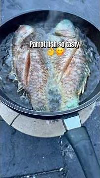 Cooking parrot fish outdoor 👌😋