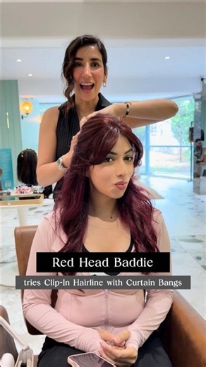 Tried our Curtain Bangs on redhead baddie with Rose Clip bun which matched perfectly and looks cute