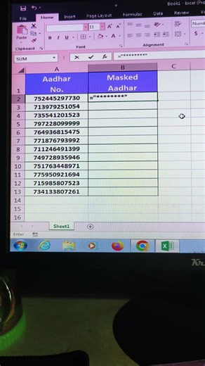 🔥Super simple way to mask Aadhar number #excetrick #exceltips😲