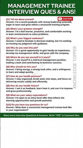 Management Trainee Interview Questions and Answers