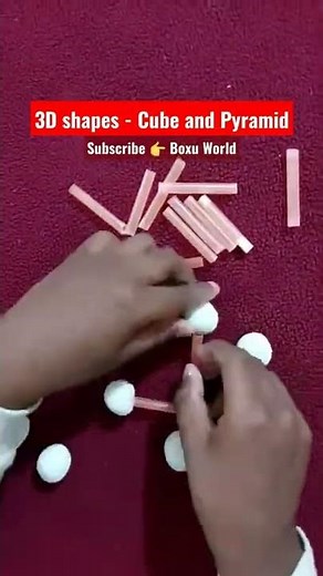 3D shapes Cube and Pyramid using clay and straw | Homemade Kids activity #shorts #creativeactivity