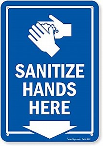 SmartSign 10 x 7 inch Wash Hands Sign with Down Arrow, Digital Printing, 55 mil Durable HDPE Plastic, Blue and White, Made in USA