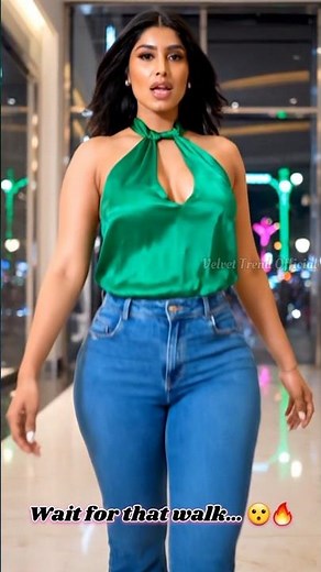 Modern Denim Look 👖💚 High Waisted Jeans with Chic Green Top | Street Style #shorts