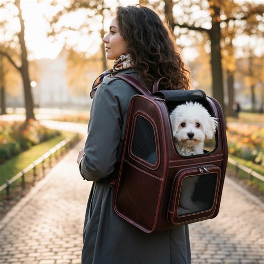 Chestnut Leather Dog Backpack Carrier | Comfortable Puppy Travel Backpack | Airline Pet Carry Bag With Mesh Windows | Elegant Canine Pack - Etsy