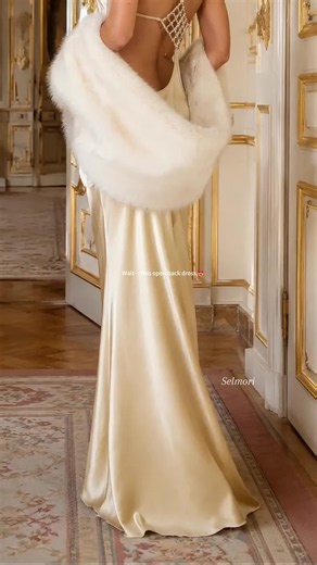 The champagne satin open back dress of the season ✨#eveningdress #openbackdress #backlessdress #satindress #formaldress