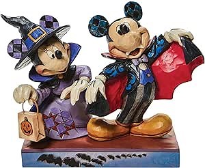 Enesco Disney Traditions by Jim Shore Witch Minnie and Vampire Mickey Mouse Halloween Figurine, 5 Inch, Multicolor