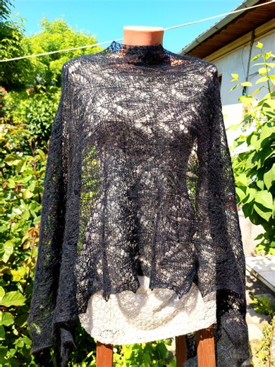 Hand Knitted Mohair Silk Lace Scarf, Elegant Black Stole, Stylish Accessory for Women, Soft and Cozy Silk Wrap, Perfect Gift Scarf for Her - Etsy