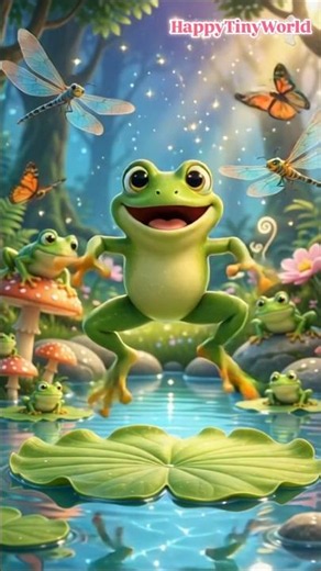 🐸 Jumping Hopping Little Frogs Song | Fun Nursery Rhyme for Kids | Happy Tiny World