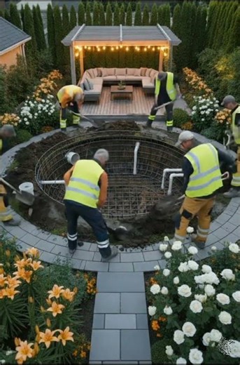 Building a Beautiful Swimming Pool in My Backyard🇺🇸 #shorts #epoxy #shortfeed