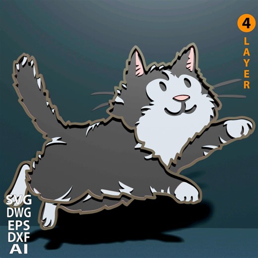 Cat Multilayer SVG. Laser Cut File. Layer Construction. Plywood Cutting. CNC. Mandala - Etsy