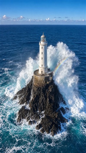 How They Built a Lighthouse on This Tiny Ocean Rock | Satisfying Timelapse #shorts