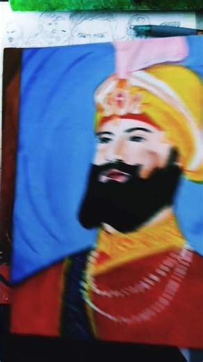 Guru Sahiban Coloured Drawing on Canvax board 🙏🙏#feedshorts #viralvideo #ytshorts