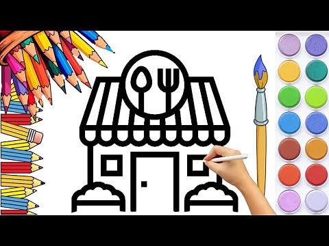 How To Draw CAFE EASY Drawing, Painting & Coloring For Kids and Toddlers_🌈🎨