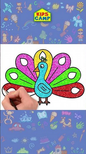 Draw A Colorful Peacock - Easy Drawing #shorts #drawingforkids