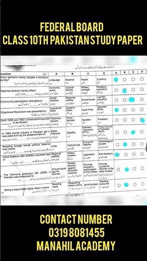 Pakistan Studies Class 10 Evening Shift Paper 2026 🇵🇰 | MCQs Answer Key & Full Solution FBISE Solved