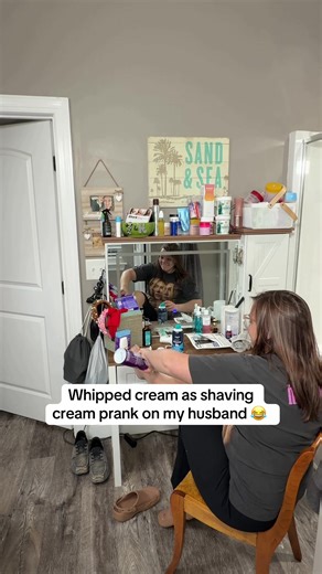 Whipped cream as shaving cream prank on my husband 😂 | pranks