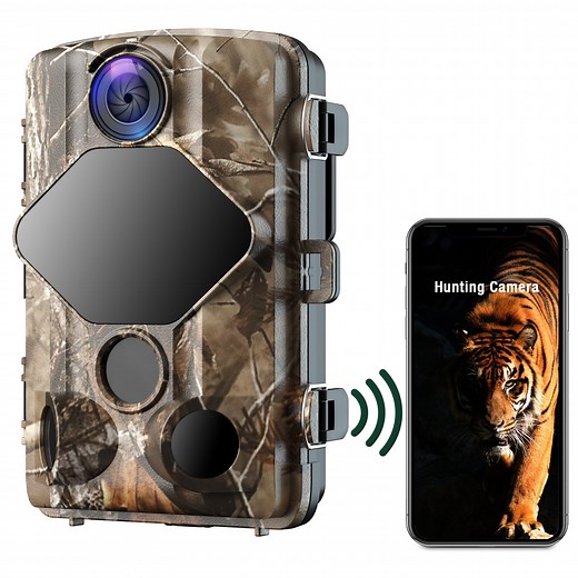CAMPARK WiFi Bluetooth Trail Camera 30MP 4K Deer Game Camera Night Vision Motion Activated 3 PIR LEDs 120°Wide Lens Hunting Wildlife Camera Waterproof IP66 Hunting Trail Monitors