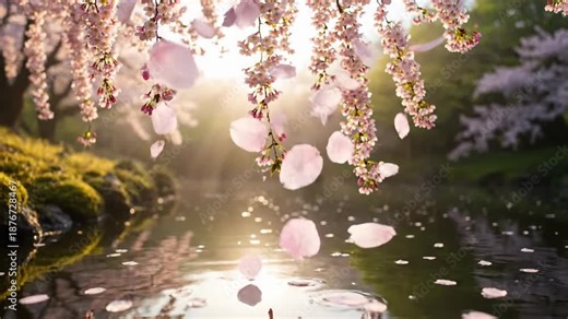 Wisteria Flowers Blooming in Japanese Garden - Springtime Beauty Cinematic