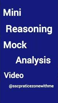 SSC Reasoning Practice Set Analysis | Mini Mock Test Solutions#minimocktest#studywithmesscaspirants