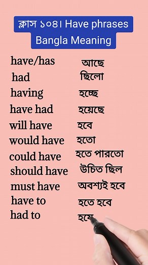 ক্লাস ১০৪।। Have phrases in English with Bangla Meaning।। #tiktokviral #shortenglishsentences #tiktokbangladesh #ইংরেজিতে_কথা_বলেন