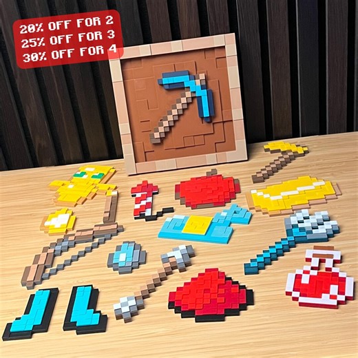 Pixel Item Frame Magnetic With Interchangeable Items - 3D Printed Wall Decor - Bedroom Wall Art - Etsy UK