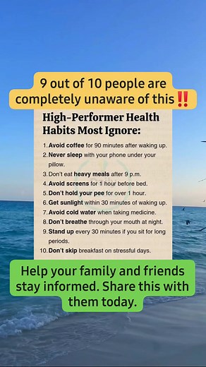 High performers swear by these 10 health habits daily! 🏆 Follow us for more Health Tips. #dailyfacts #healthtips #healthyhabits | Daily Facts