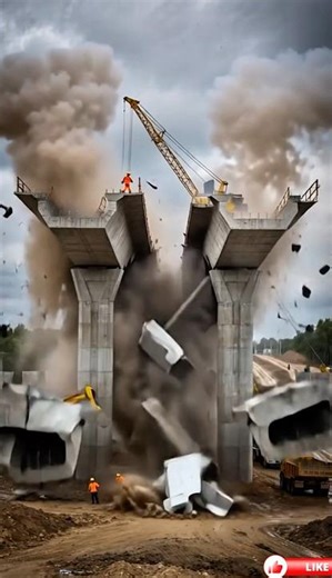 A massive dynamite explosion has just destroyed a major bridge project #bridgecollapse #shorts