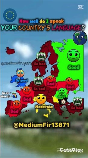 How well do I speak your country's language? #europe #map #mapping #geography #mapper #mappers #lol
