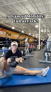 Cossacks with a single leg thrust! Grab a kettle bell that is heavy enough to make it easier to stand up when you push it forward! The other trick is adductor flexibility, hip turn out, ankle flexibility, and commitment as you use power to sit up! This exercise is wonderful to train flexibility, control, core strength, knee joint health, and aggressive commitment. If you aren’t committed to standing up, you will probably not make it, so set your mind right! For more fun, athletic training, check