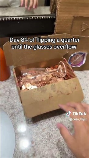 Flip 84 | Flipping A Quarter Everyday Until The Glass Overflows #coin #coinflip #money