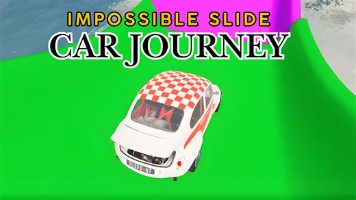 Impossible rainbow slide challenge with yellow mixer car