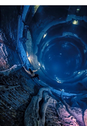Hold your breath… Did you make it to the end? 🔱 📍 The world’s deepest pool @Deep Dive Dubai is 60 meters 196 feet deep … or is it a portal to the upside down…? Real stunt performed by professionals on breath hold. Do not attempt ⛔️ 🔊 Vecna : Stranger Things #freediving #freedive #deepdivedubai #strangerthings #swimming