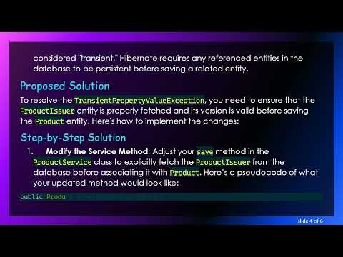 Resolving TransientPropertyValueException in Spring Boot with @ Version Annotations