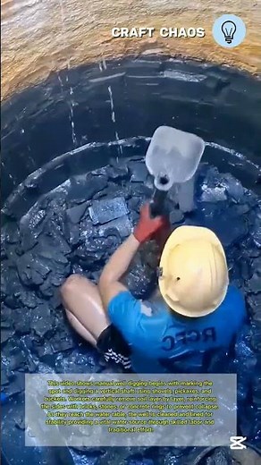 Process of underground water well digging manual workers