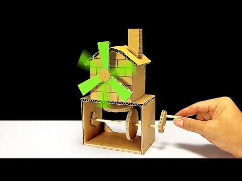 How to Make a Automata Windmill From Cardboard | วิธีทำกังหันลมหมุนได้