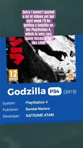 Next week I’m getting Godzilla on the PlayStation 4