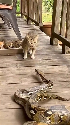 Mother’s Instinct: Cat vs Python Showdown!