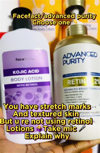 Treating your stretch marks and texture skin you need a retinol lotion in your routine.. #factfacts #advancecedpurity #bodylotion #skincareproducts #fypシ