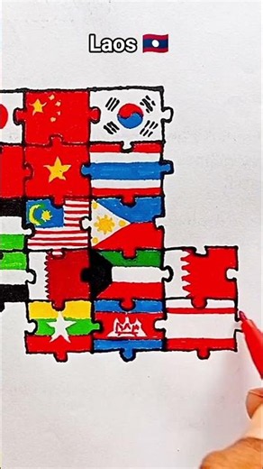 Draw Flag Map of Laos 🇱🇦 #laos