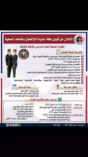 شروط قبول وطريقة التقديم و الالتحاق بـ المعاهد الصحية العسكرية للعام الدراسي 2025 - 2026 | أكاديمية كتاتيب مصر